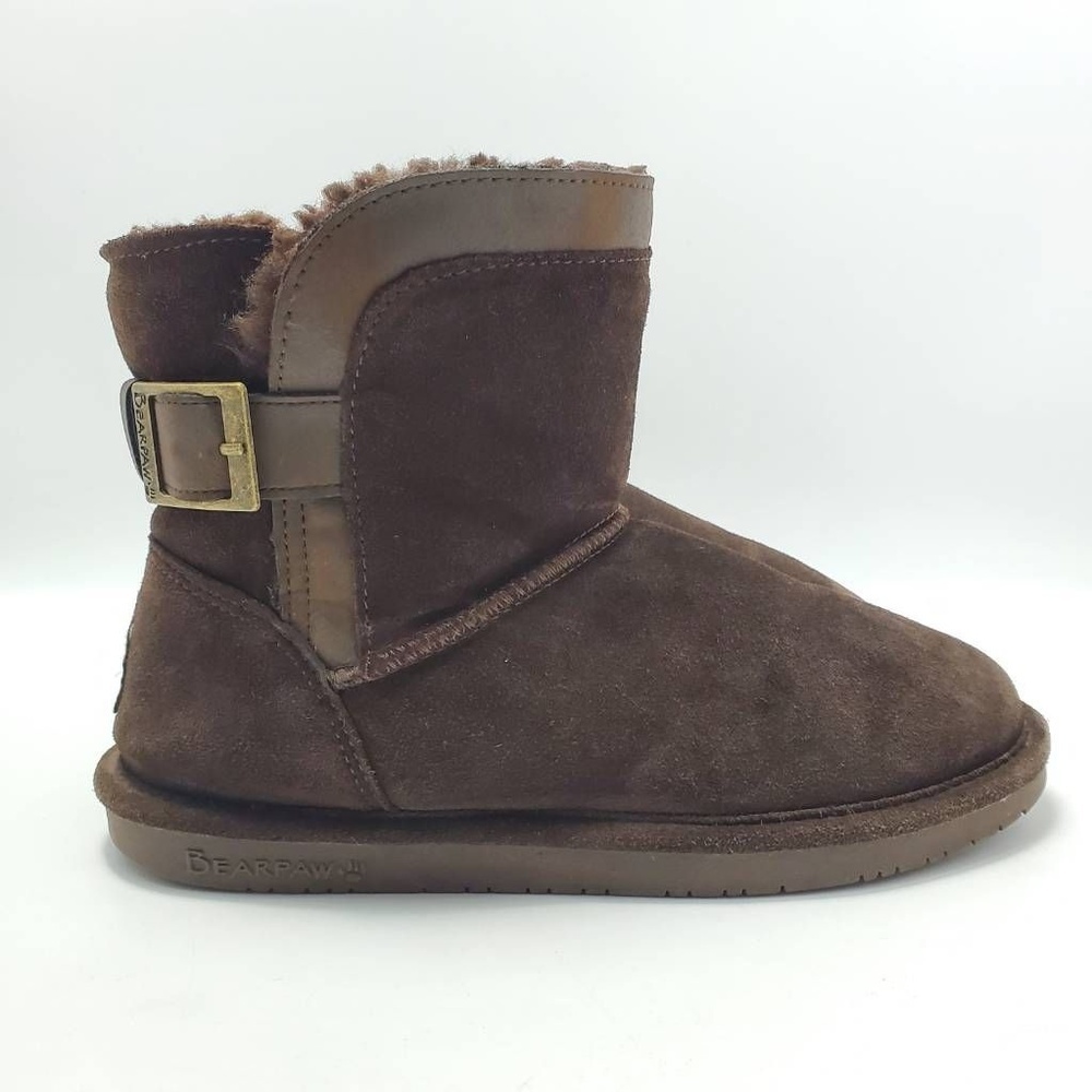 Bearpaw Shantelle Women's Winter Boots Brown Suede Wool Lined Bootie Size 9 M